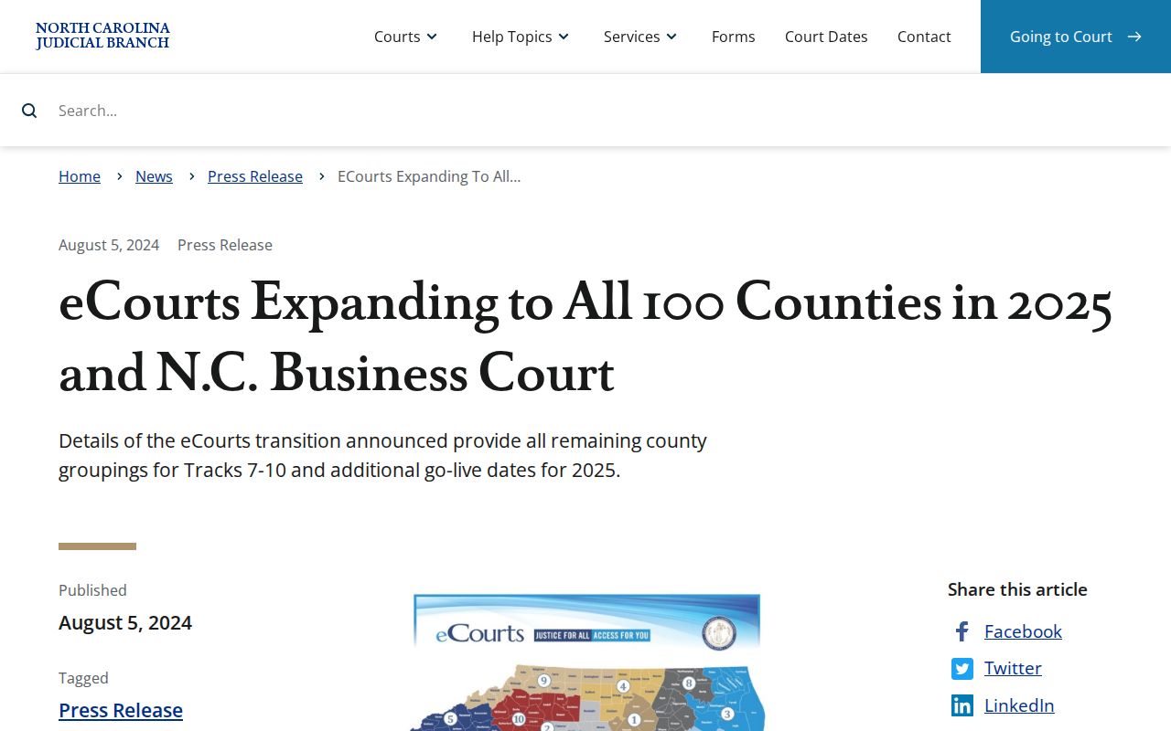 Angier court docket access in the North Carolina eCourts system