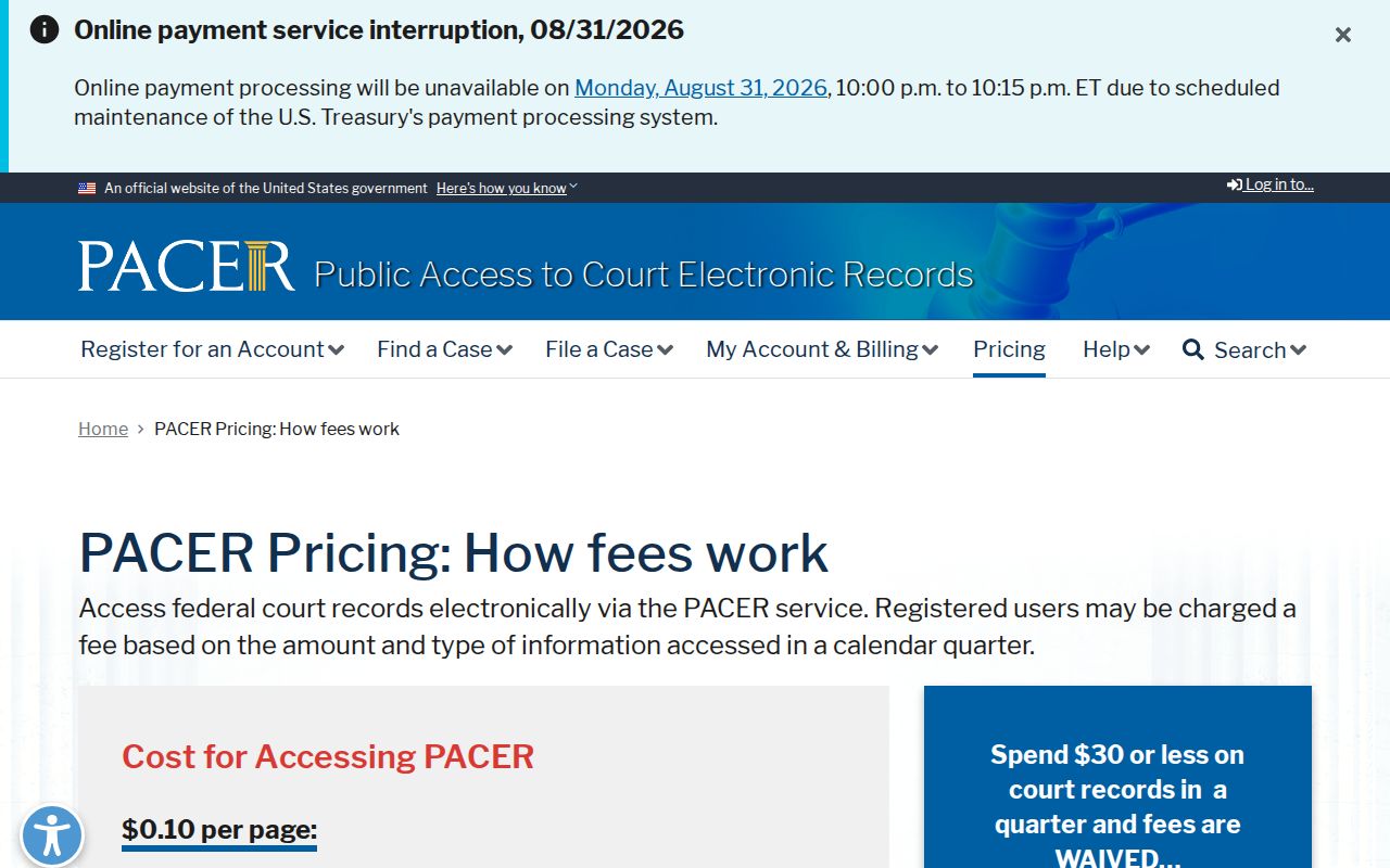 Harnett County court record search context showing separate federal record access