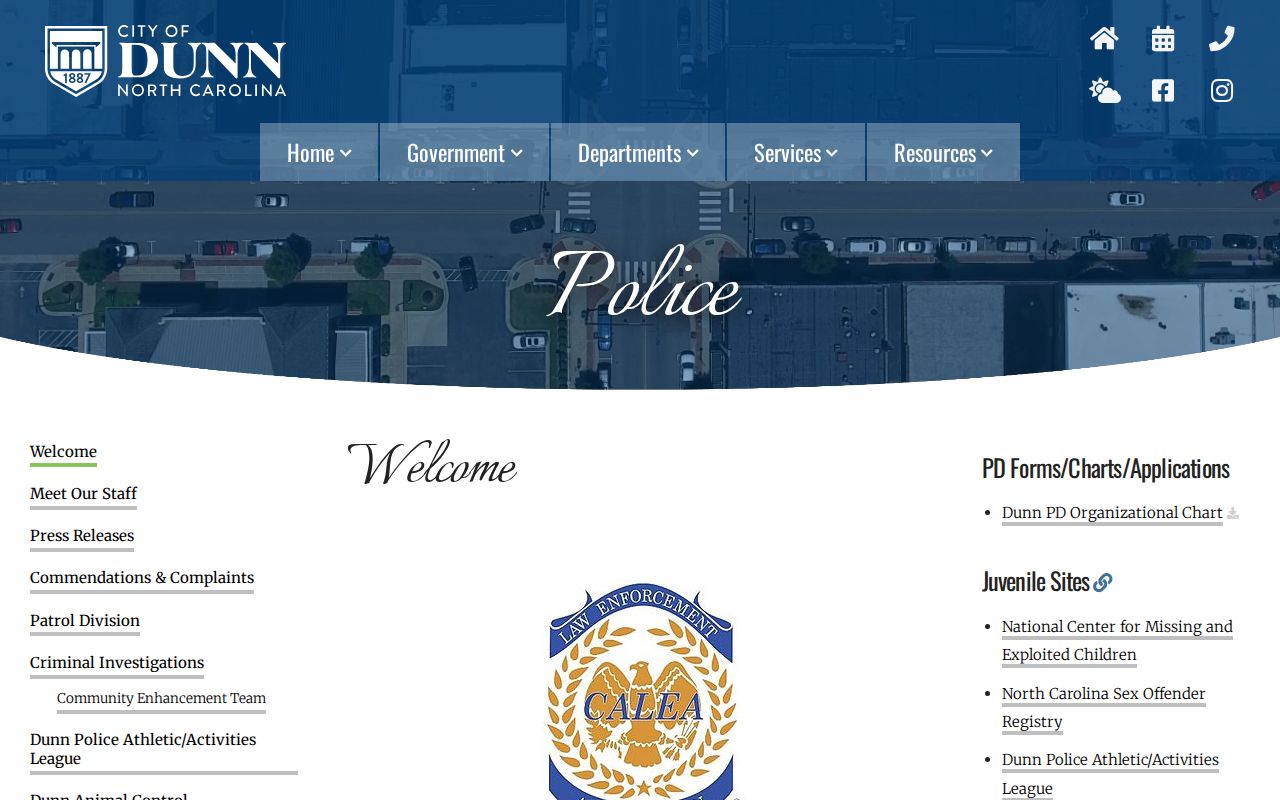 Dunn court docket and police record source at the Dunn Police Department