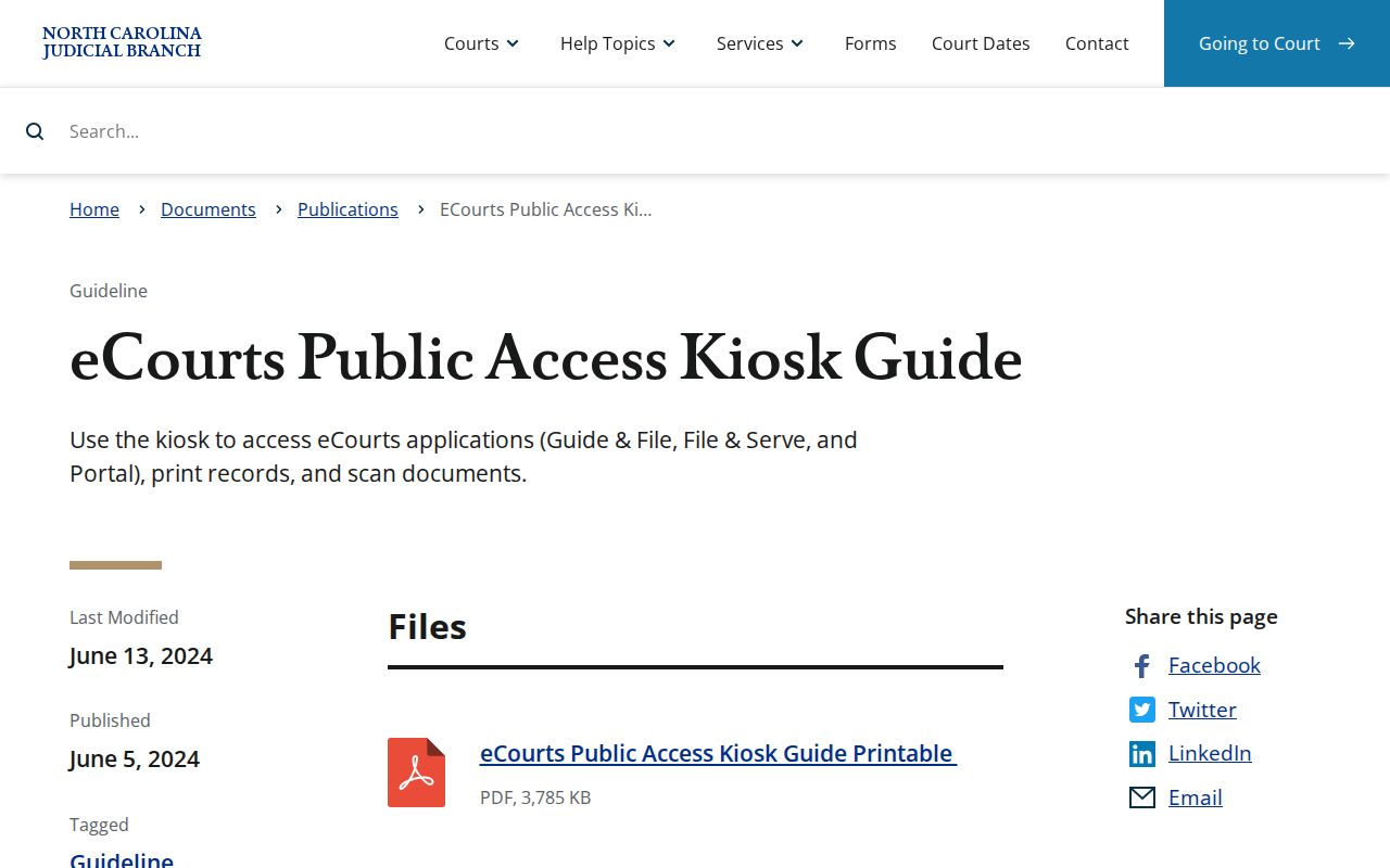 Harnett County court docket eCourts public kiosk guide