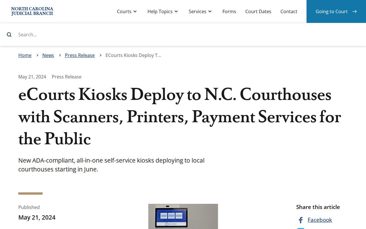 Harnett County court docket public access kiosk information