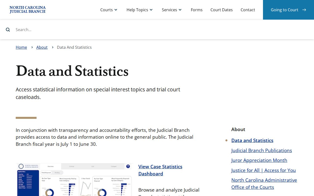 Harnett County court docket calendar and court statistics source